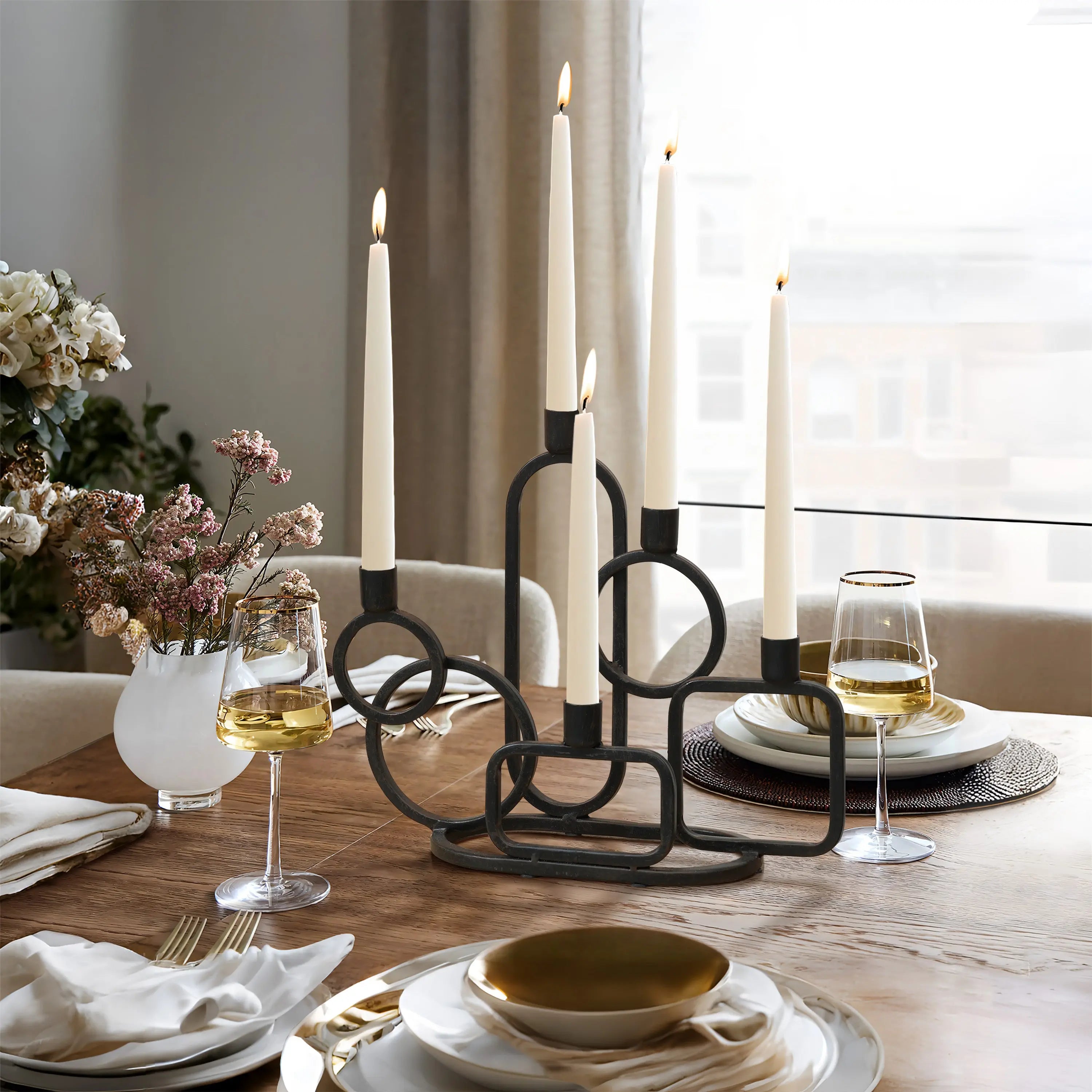5-Taper black metal candle holder - Image 4