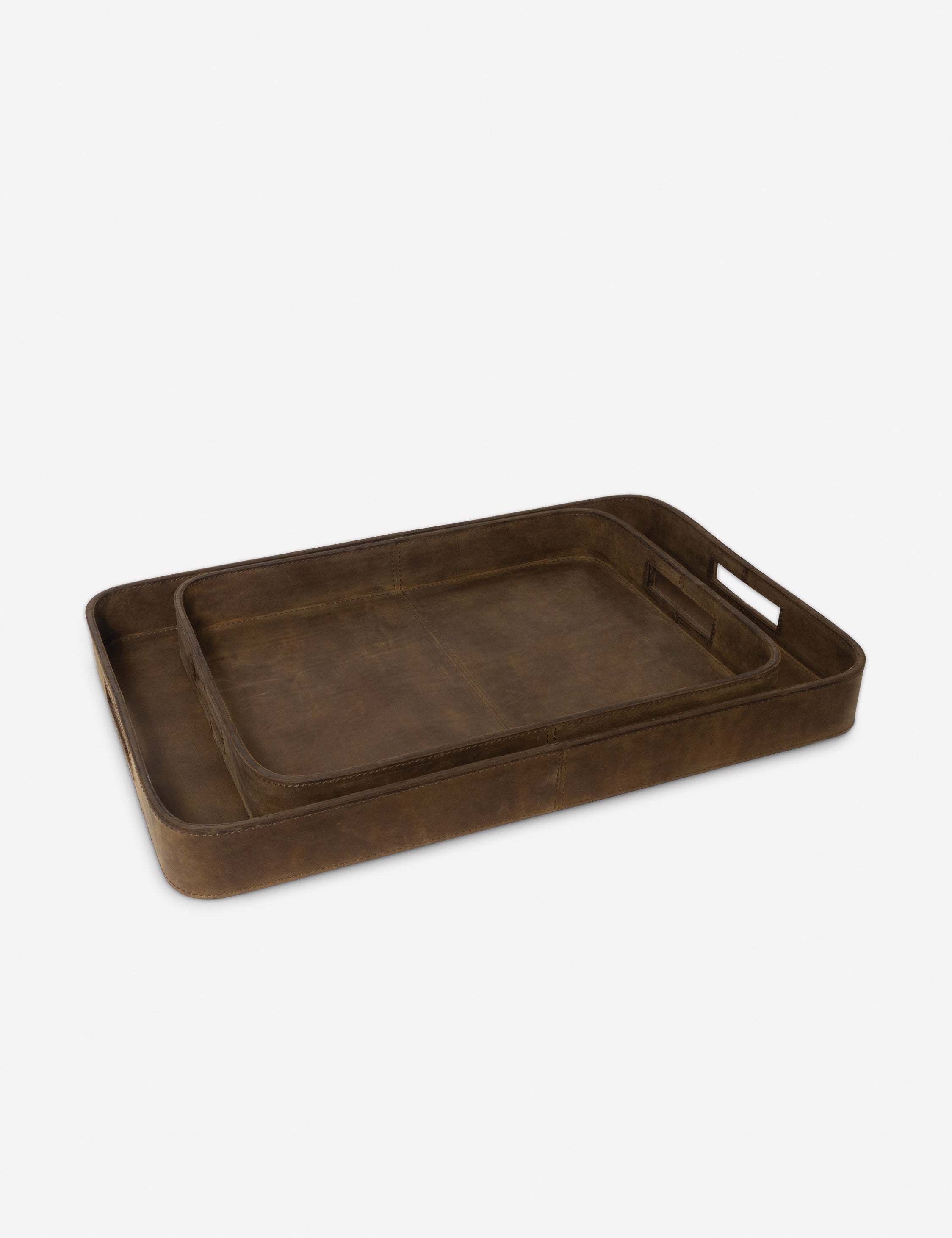 Leather Trays (Set of 2) - Brown
