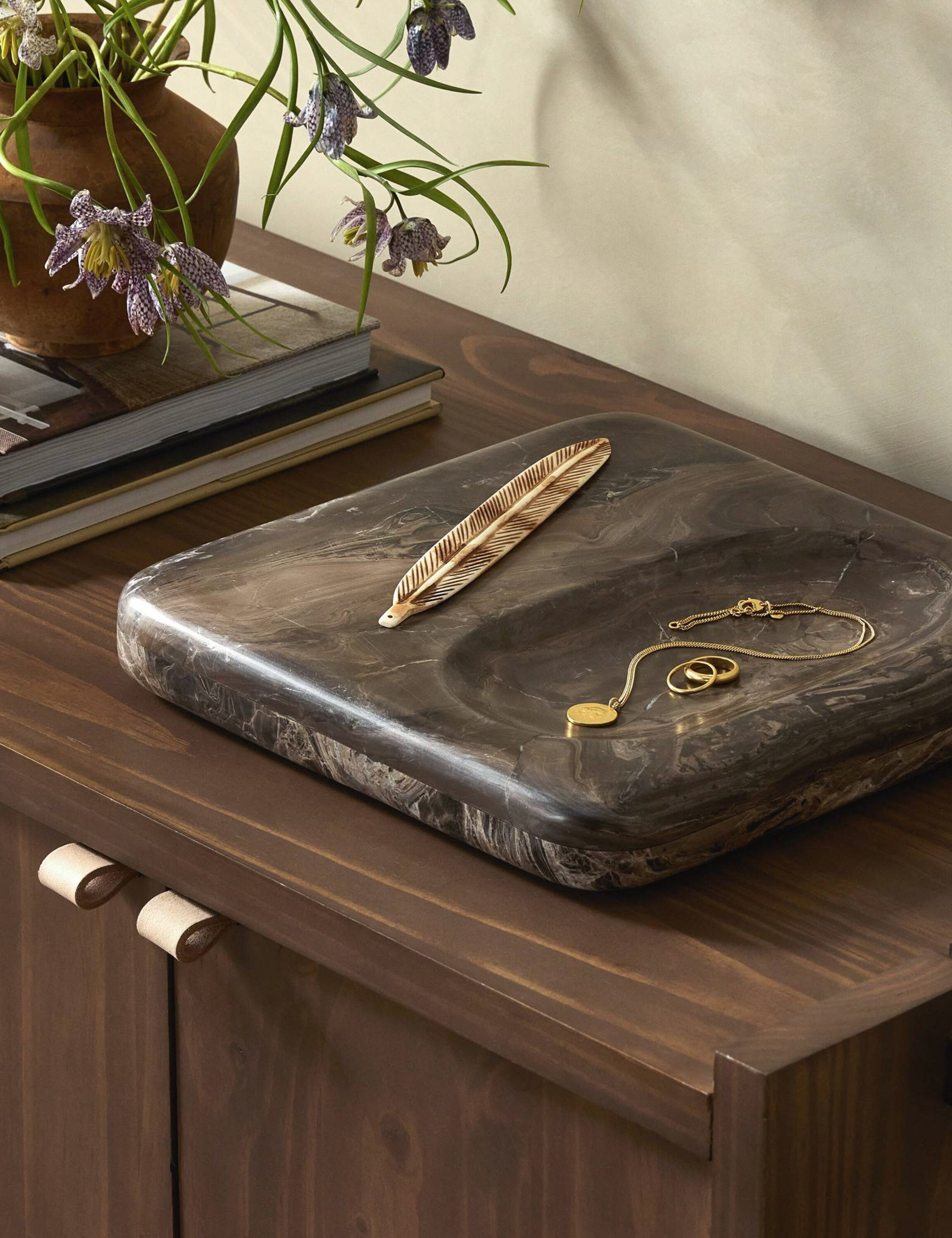 Natural Marble Stone Catchall - Brown