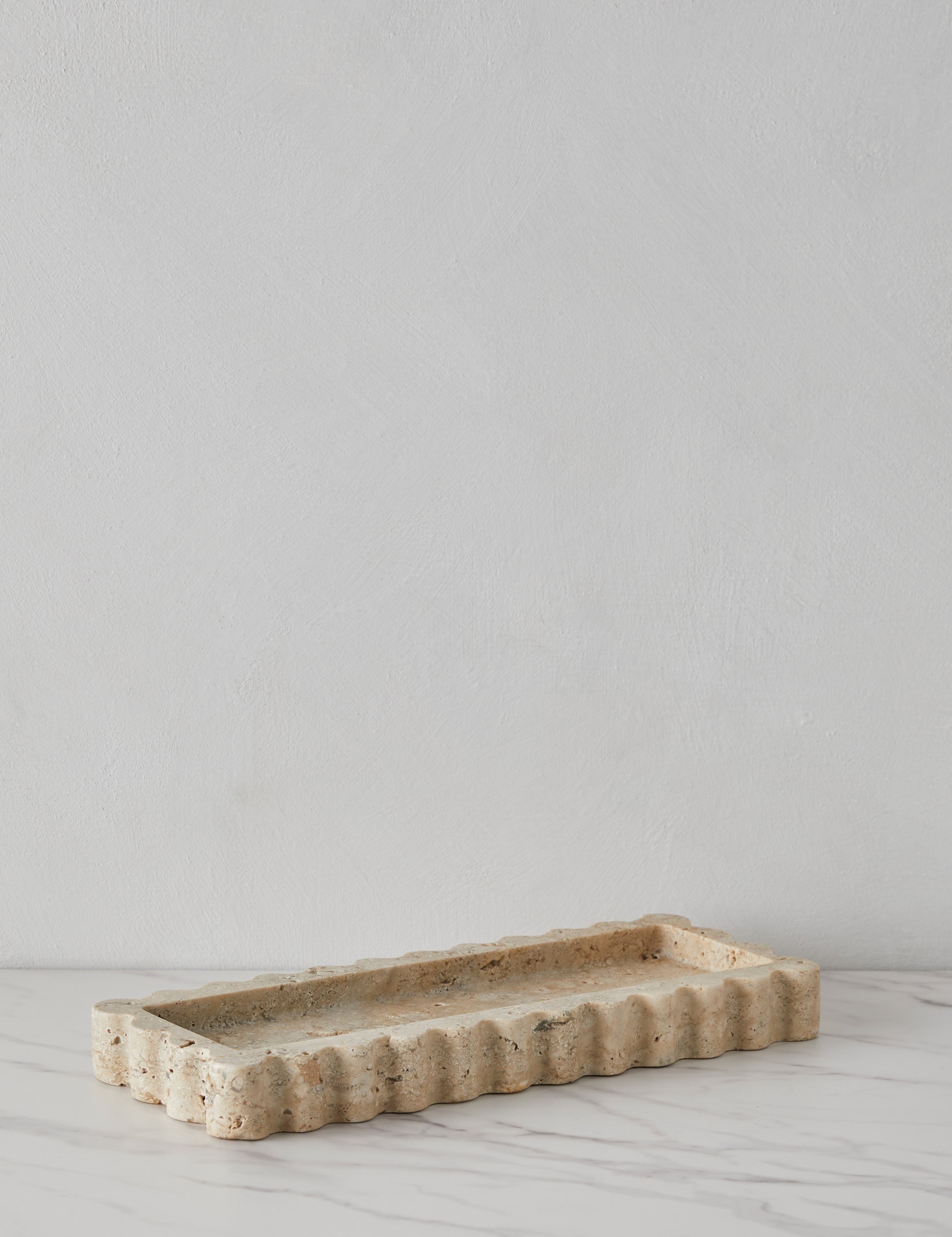 Sculptural Scalloped Stone Tray - CherryGoldMarble - Image 7