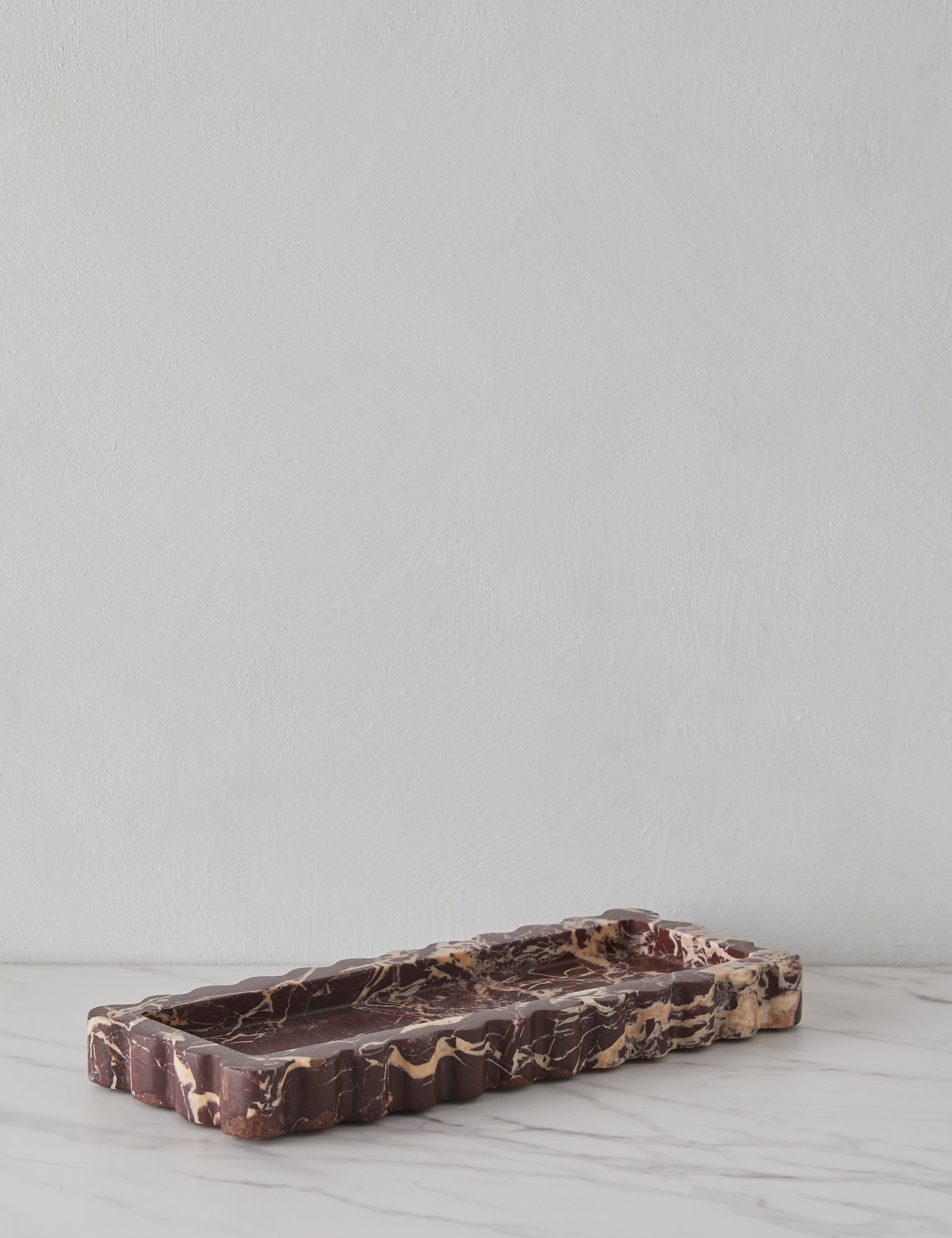 Sculptural Scalloped Stone Tray - CherryGoldMarble - Image 13