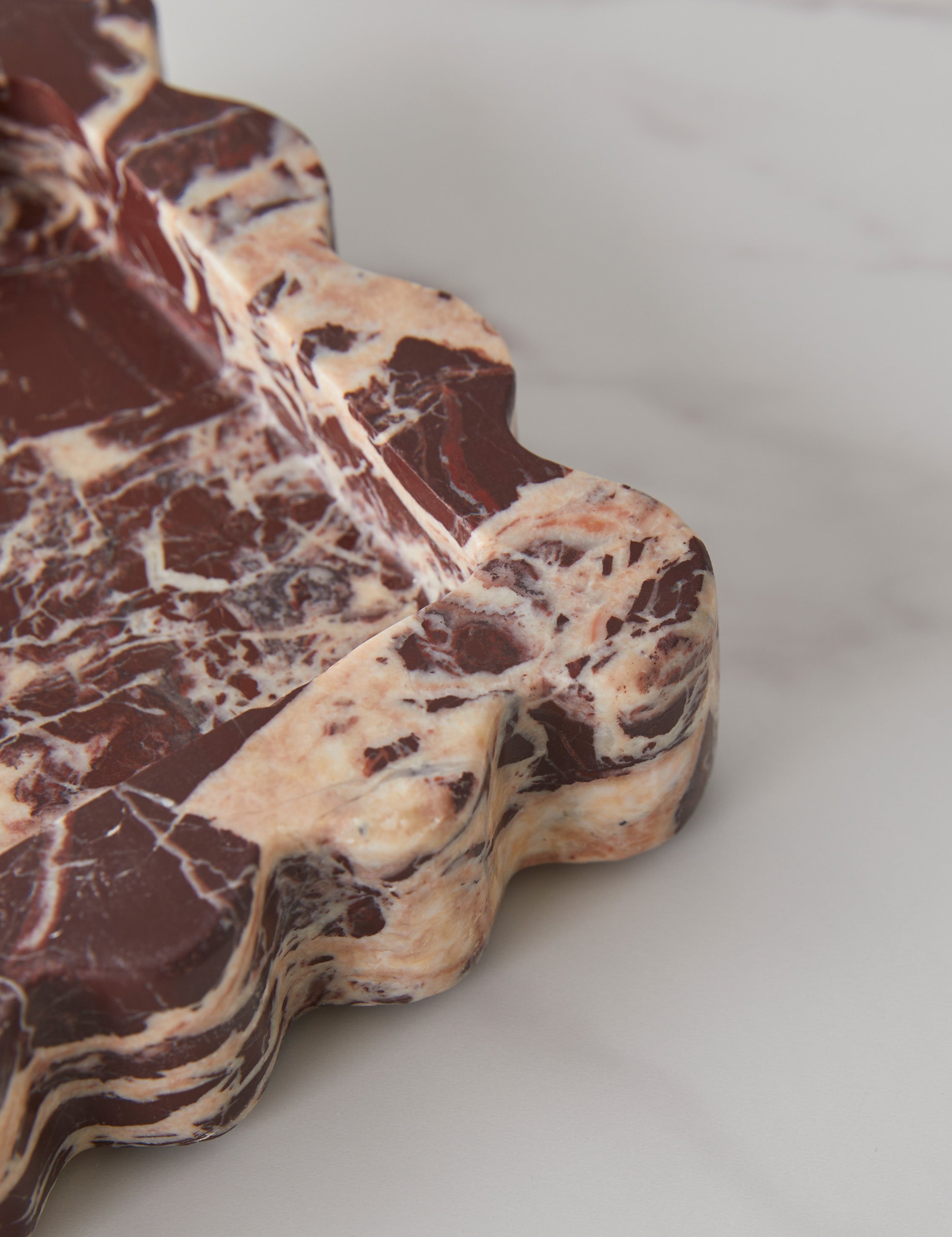 Sculptural Scalloped Stone Tray - CherryGoldMarble - Image 14