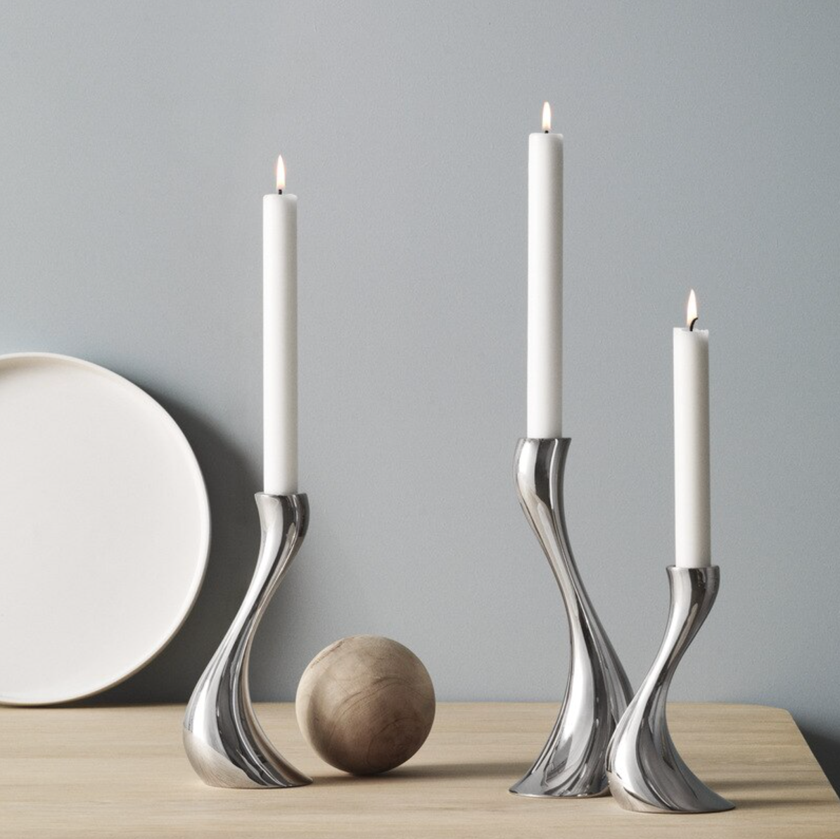 Chrome Wave Candle Holders - Image 2