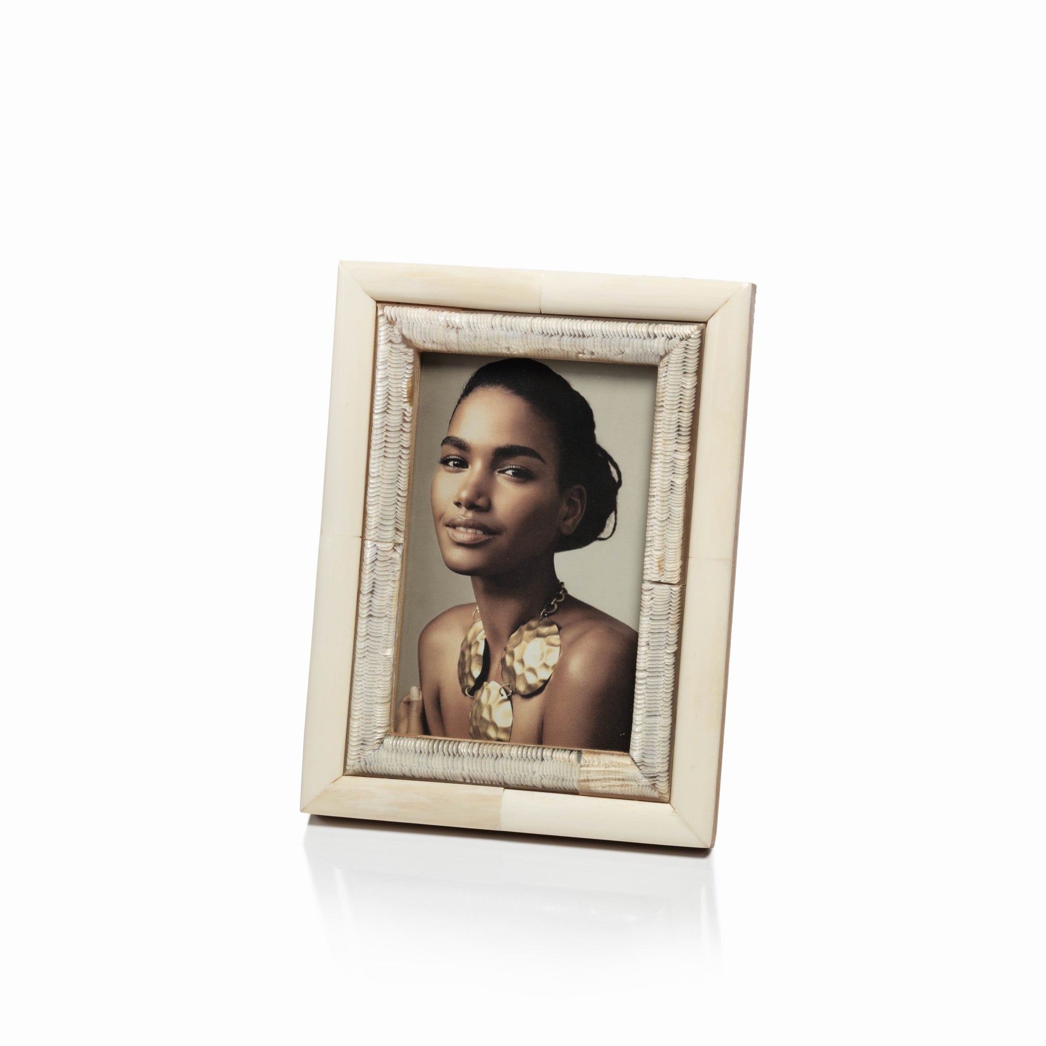 Oyster White Bone and Shagrin Horn Photo Frame - Image 2