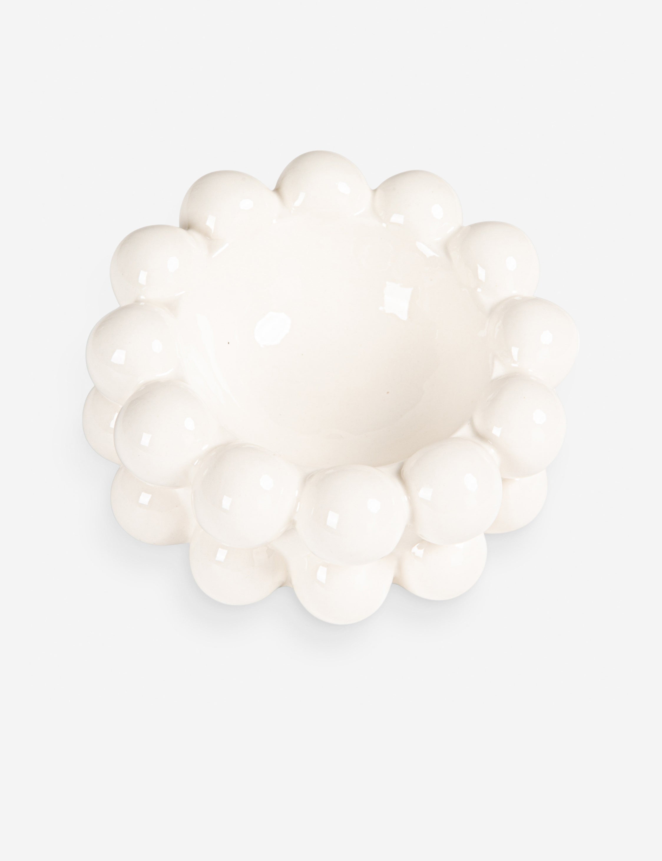 Sculptural White Stoneware Bowl - White
