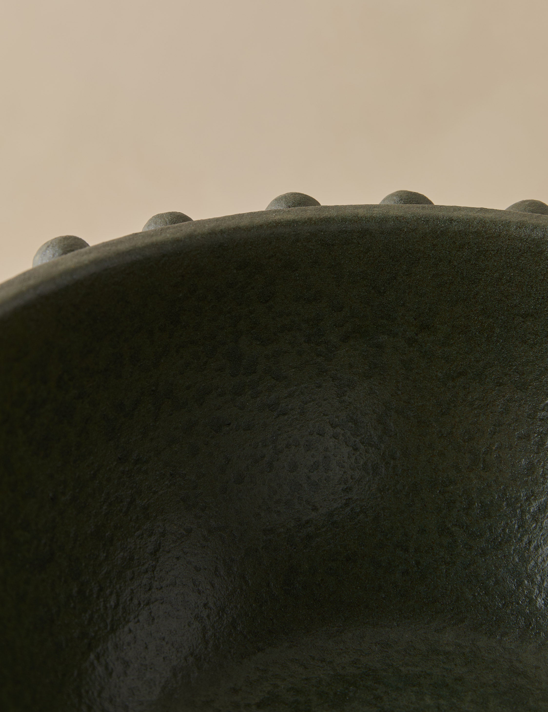 Sculptural Beaded Ceramic Bowl - DarkOlive - Image 8