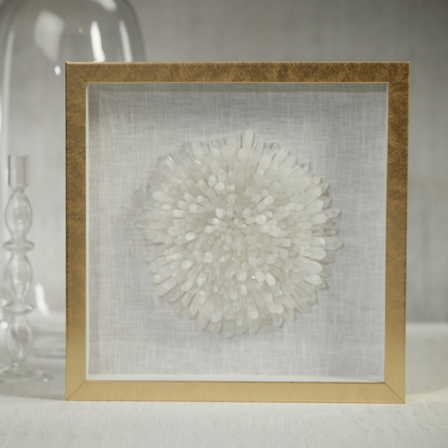 Gold Framed Crystal Flower Wall Art
